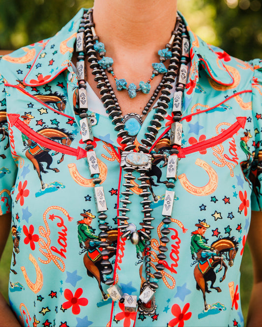 The Celara | 36" Handmade Navajo Pearl Necklace & Earring Set by Sophia Becenti