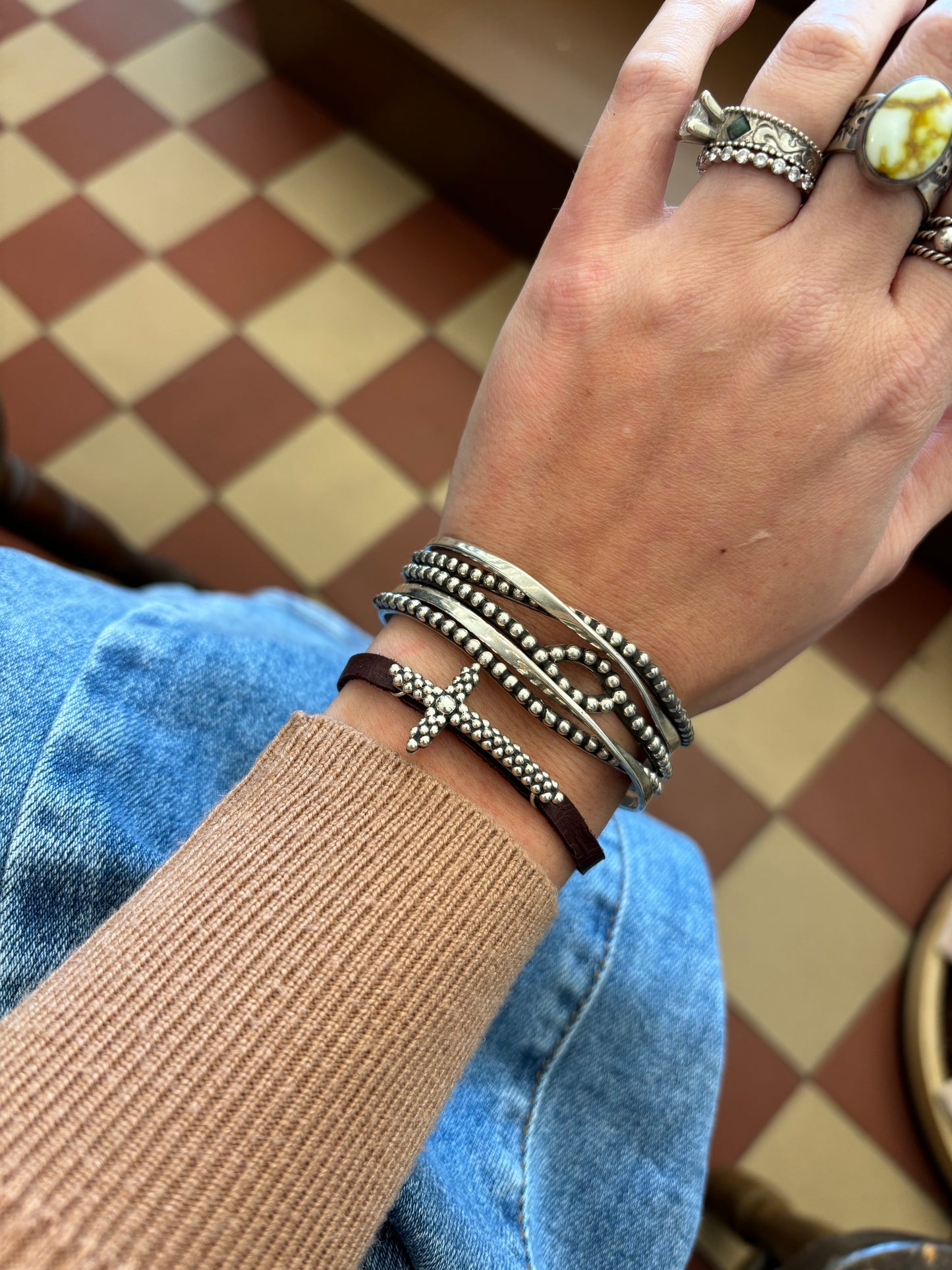 The Bandara | Native Cross Leather Bracelet