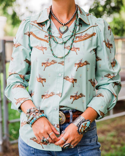 The Danica | Pearl Snap Long Sleeve Top