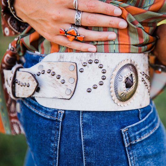 The Rosen | Cowhide Concho Belt by Juan Antonio