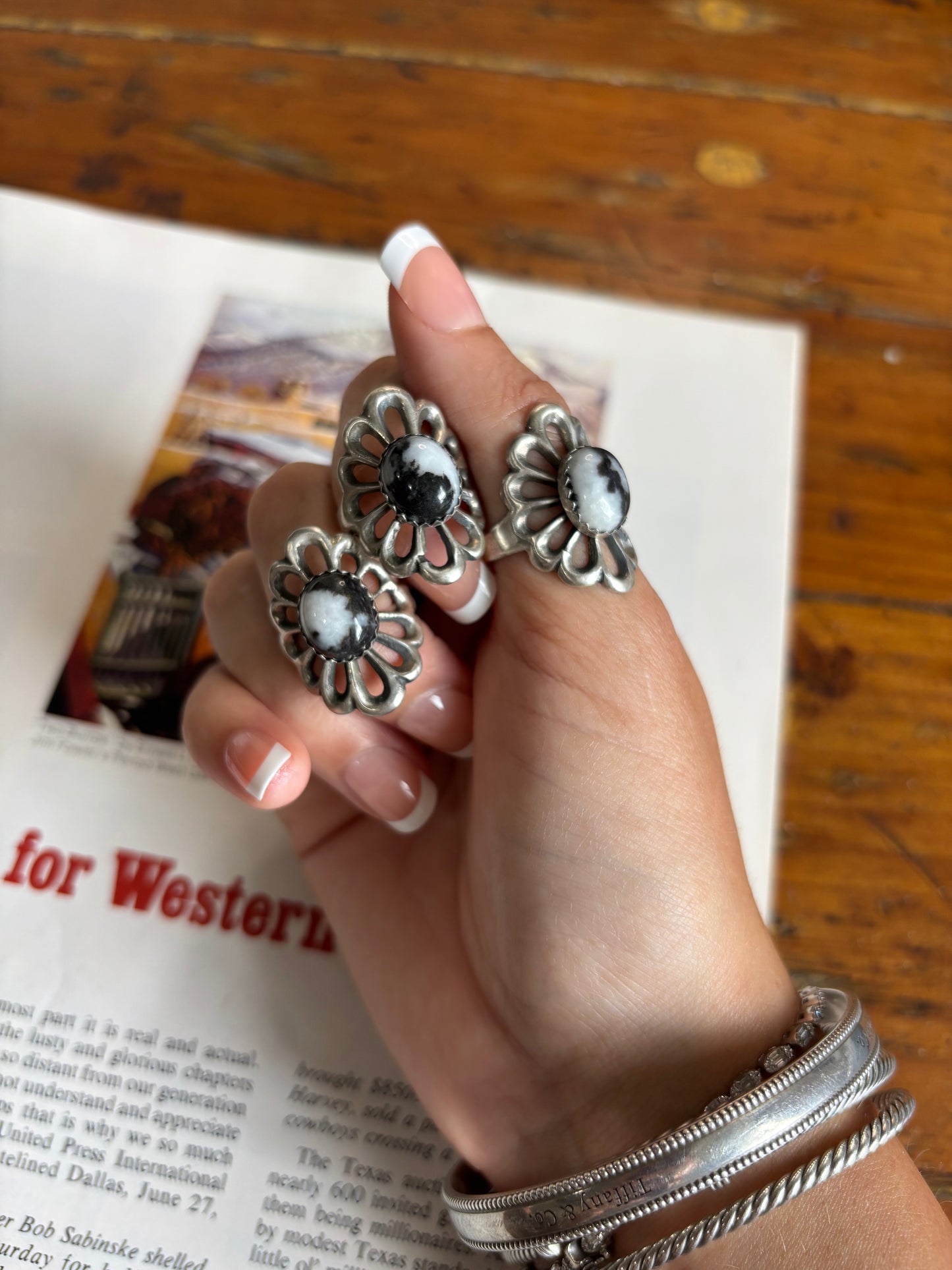 The Moxie | White Buffalo Flower Ring by Harold Tahe