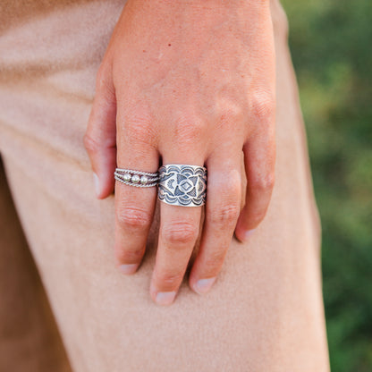 The Meridian | Stamped Cigar Band Ring by Carolyn Pollack - Size 10