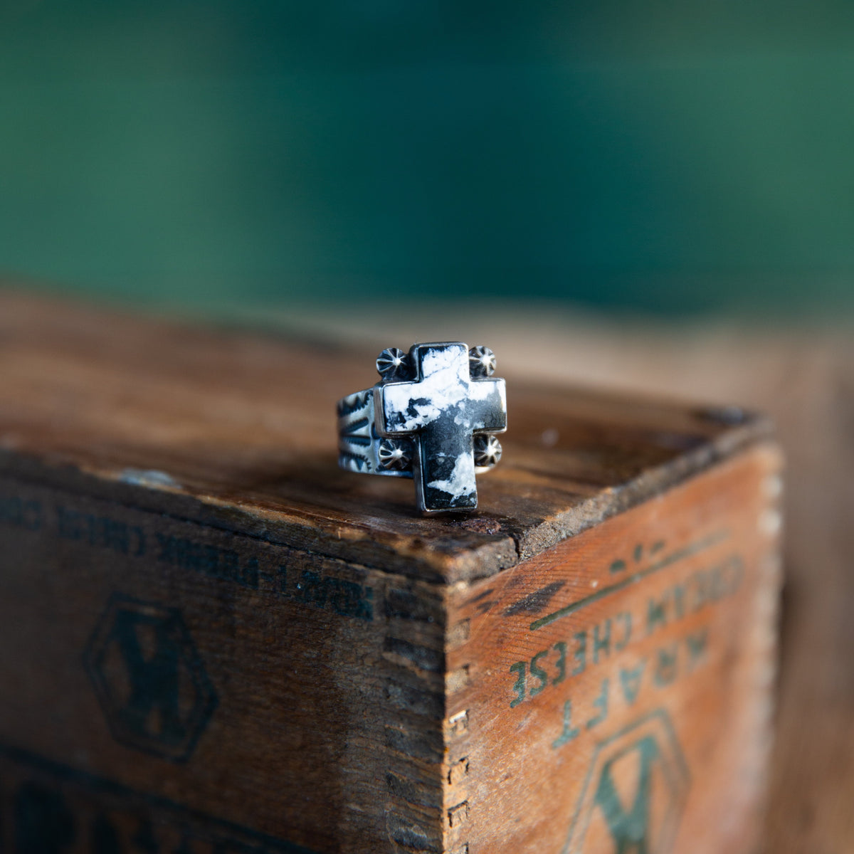 The Phoenix | White Buffalo Cross Ring by Bernyse Chavez - Size 8