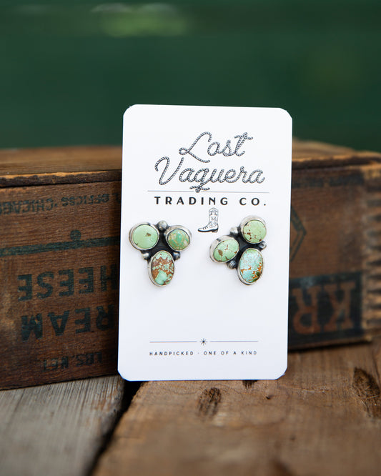 The Barlow's | Roystone Turquoise Cluster Stud Earrings by Bonnie Benally