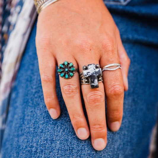 The Phoenix | White Buffalo Cross Ring by Bernyse Chavez - Size 8