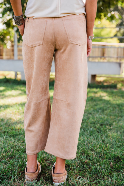 The Silverton | Faux Tan Suede Barrel Pants