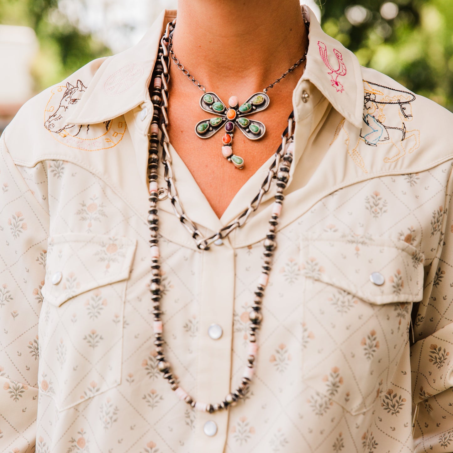 The Wyatt | Embroidered Pearl Snap Long Sleeve Top