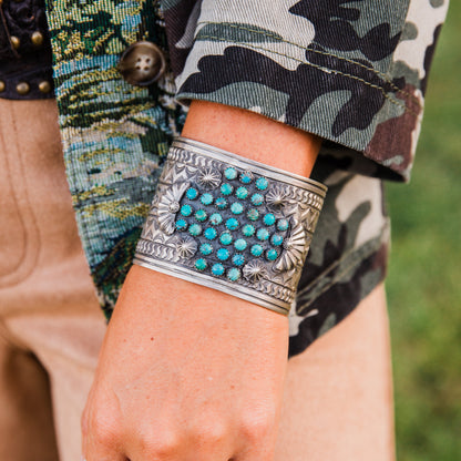 The Talon | Mixed Arizona Turquoise Cross Cuff by Tillie John