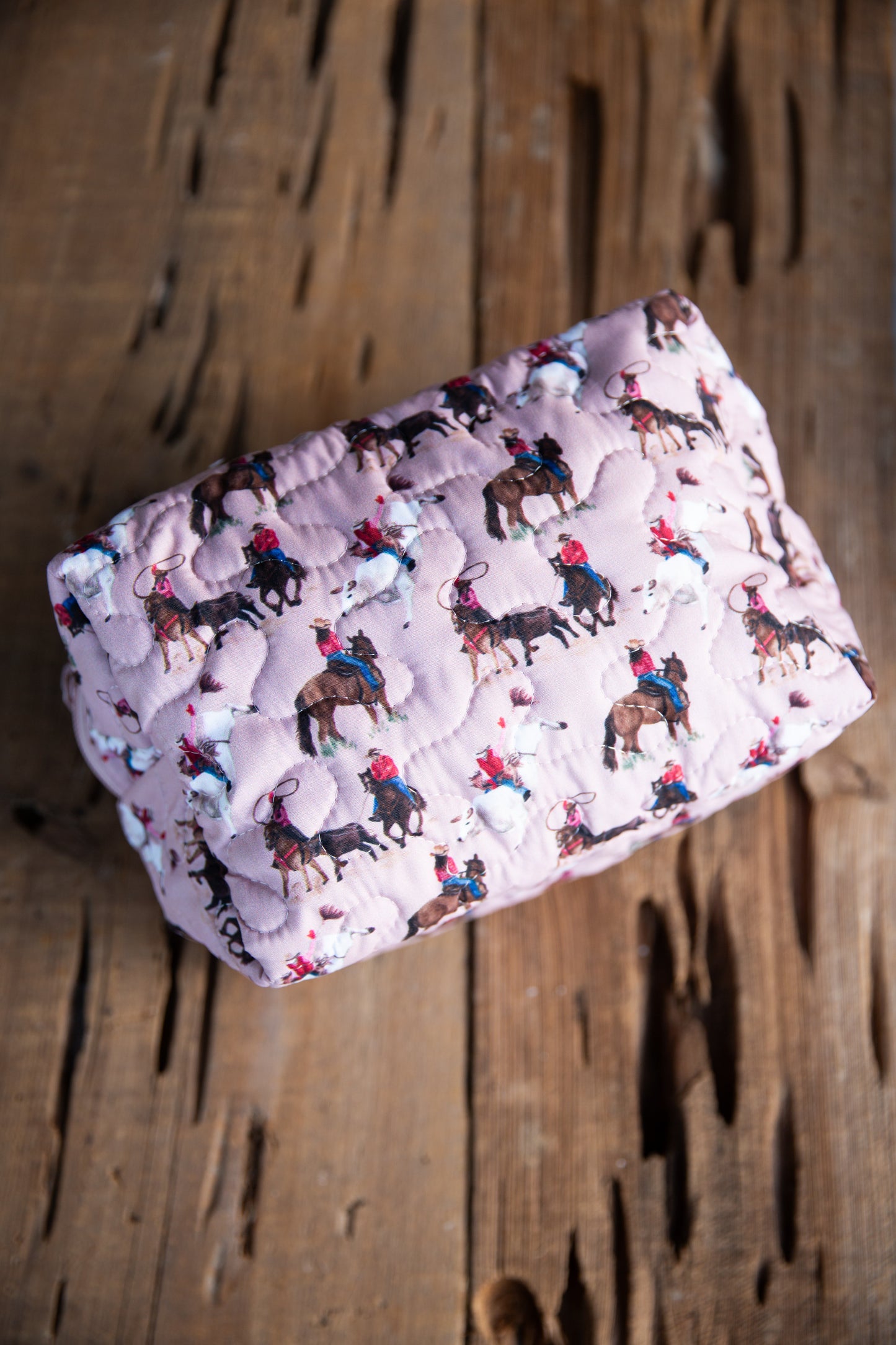 The Jacinda | Western Print Quilted Large Make-Up Bag