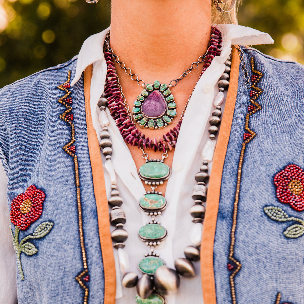 The Logan | Purple Spiny & Sonoran Turquoise Necklace by Sheila