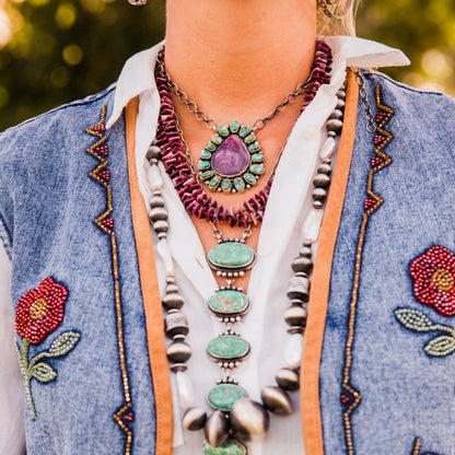 The Logan | Purple Spiny & Sonoran Turquoise Necklace by Sheila