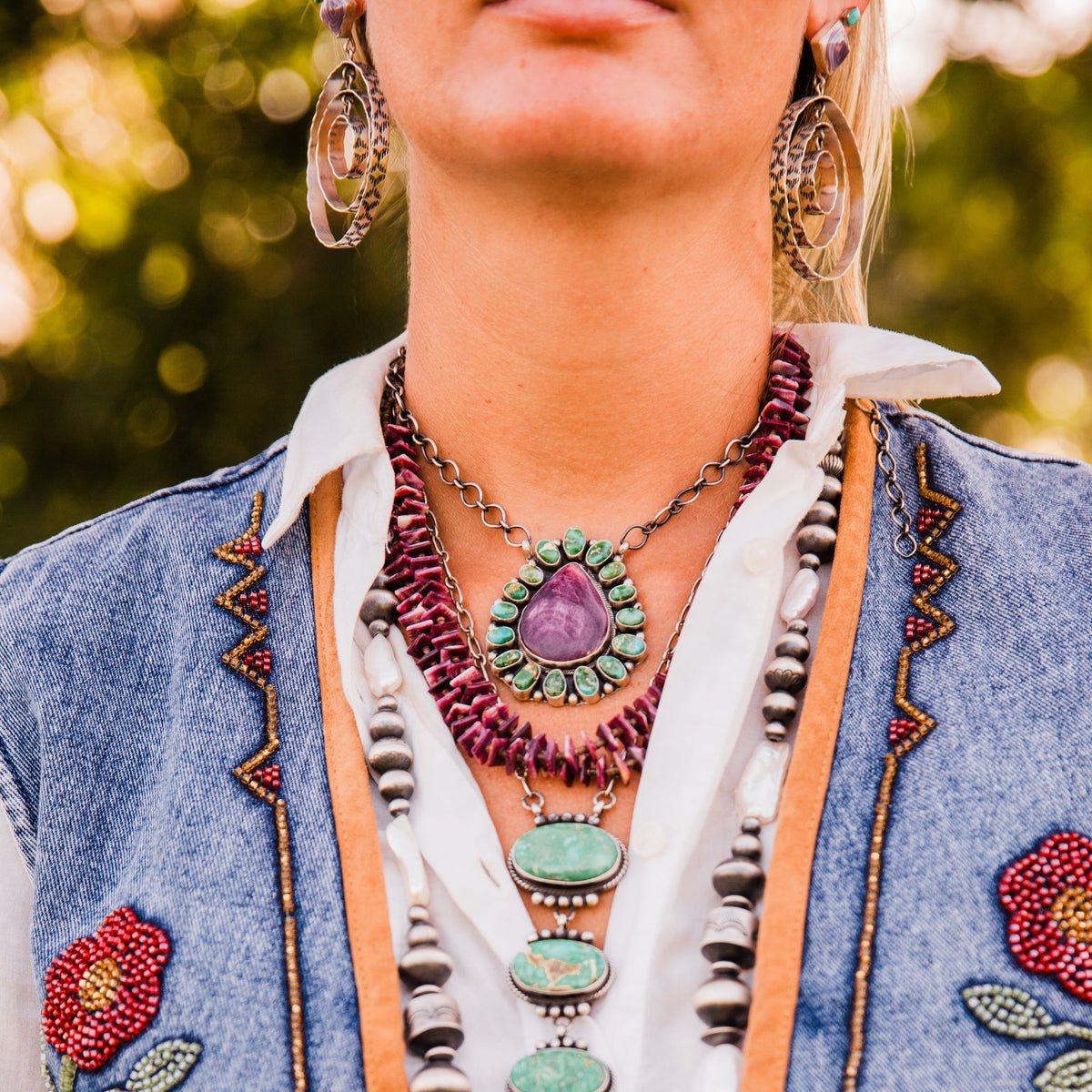 The Jemma's | Purple Spiny Stamped Hoops by Leroy James