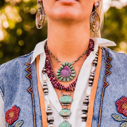 The Jemma's | Purple Spiny Stamped Hoops by Leroy James