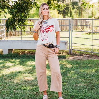 The Silverton | Faux Tan Suede Barrel Pants