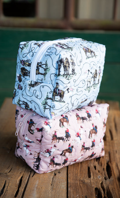 The Jacinda | Western Print Quilted Large Make-Up Bag