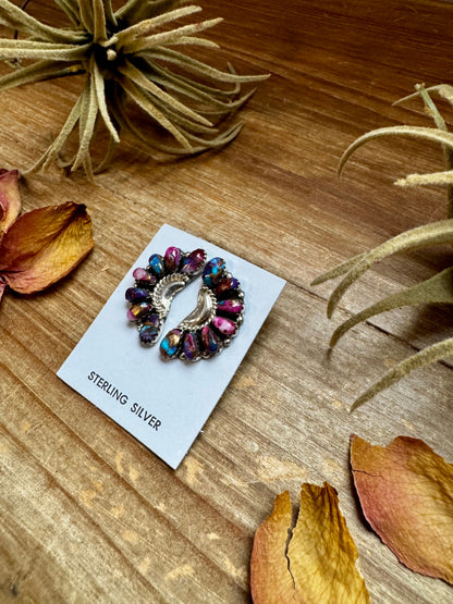 Half Cluster Earrings – Pink Dahlia & Sterling Silver