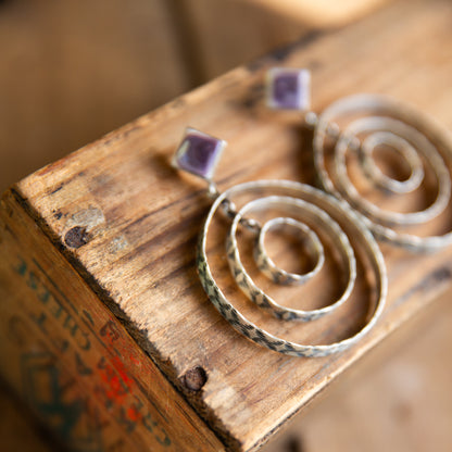 The Jemma's | Purple Spiny Stamped Hoops by Leroy James
