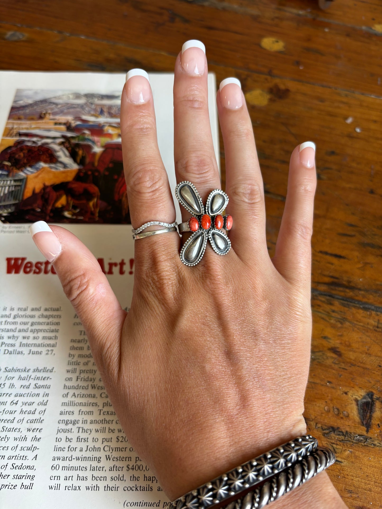 The Libelula Red Spiny Adjustable Ring