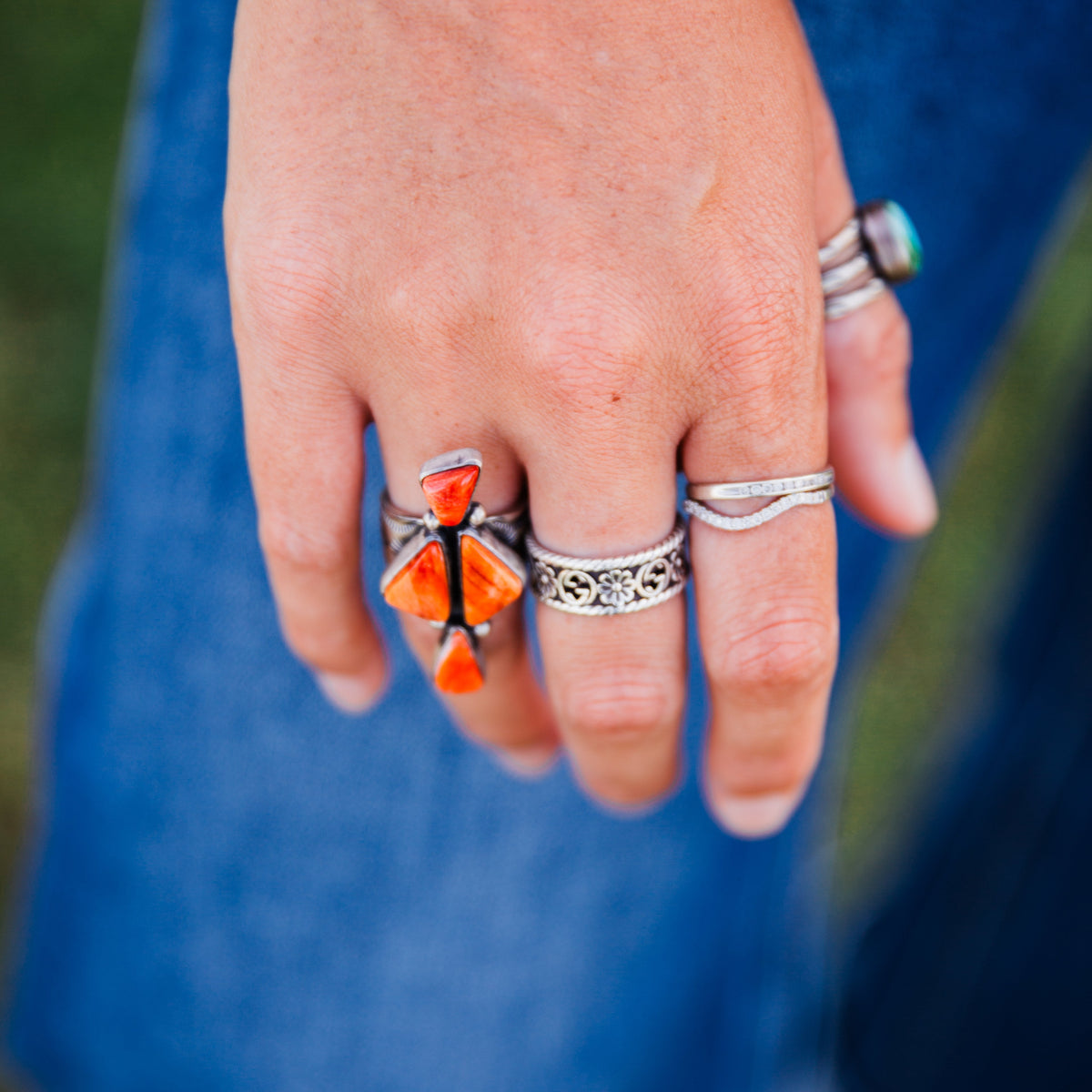 The Chavez | Orange Spiny Ring by Bernyse Chavez - Size 7