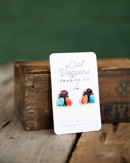 The Yukon's | Multi Stone Cluster Stud Earrings by Sharon Francisco