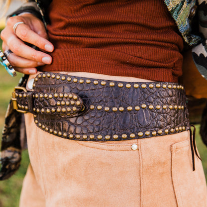 The Hornback | Embossed Gator Print Belt by Juan Antonio (Available in Brown + Black)