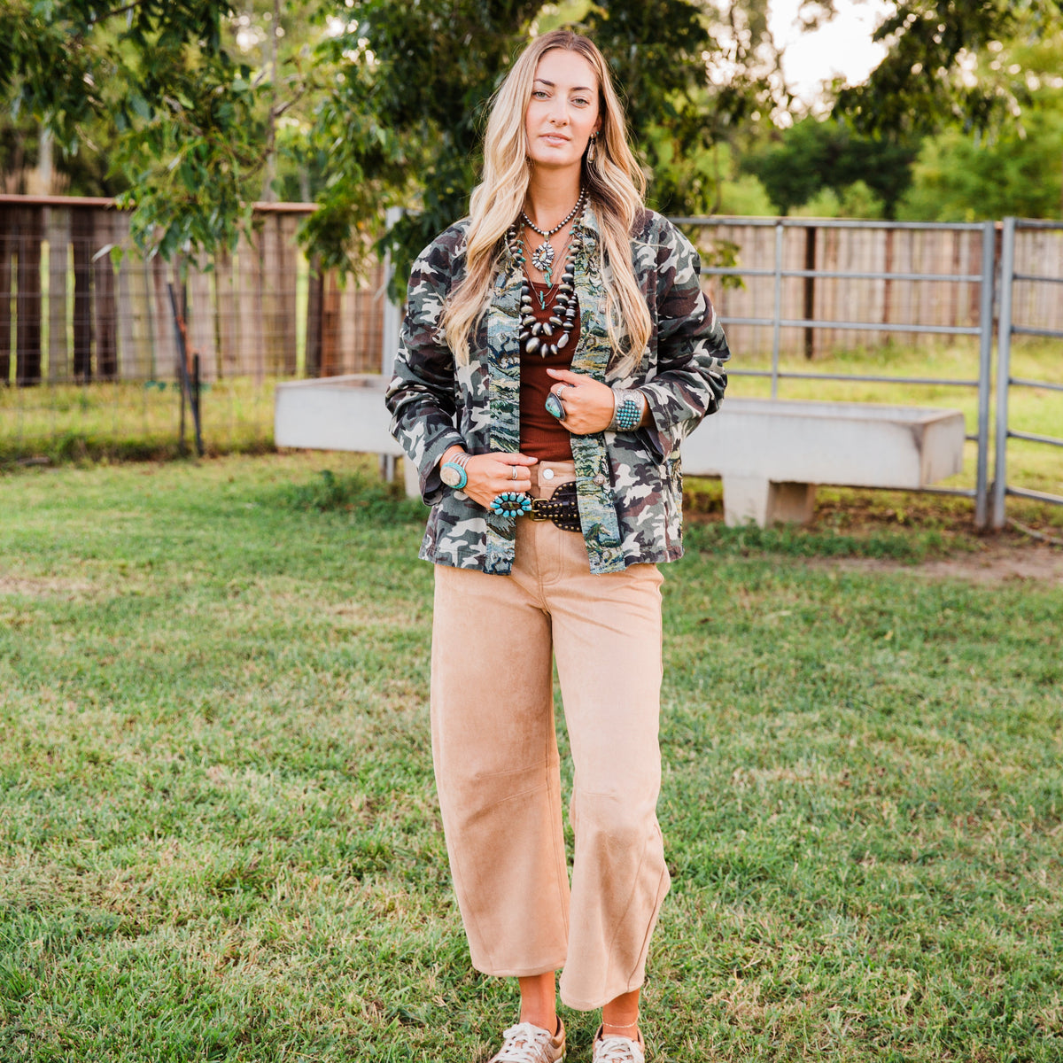 The Silverton | Faux Tan Suede Barrel Pants
