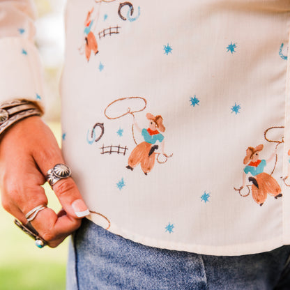The Cassidy | Pearl Snap Long Sleeve Top MEDIUM