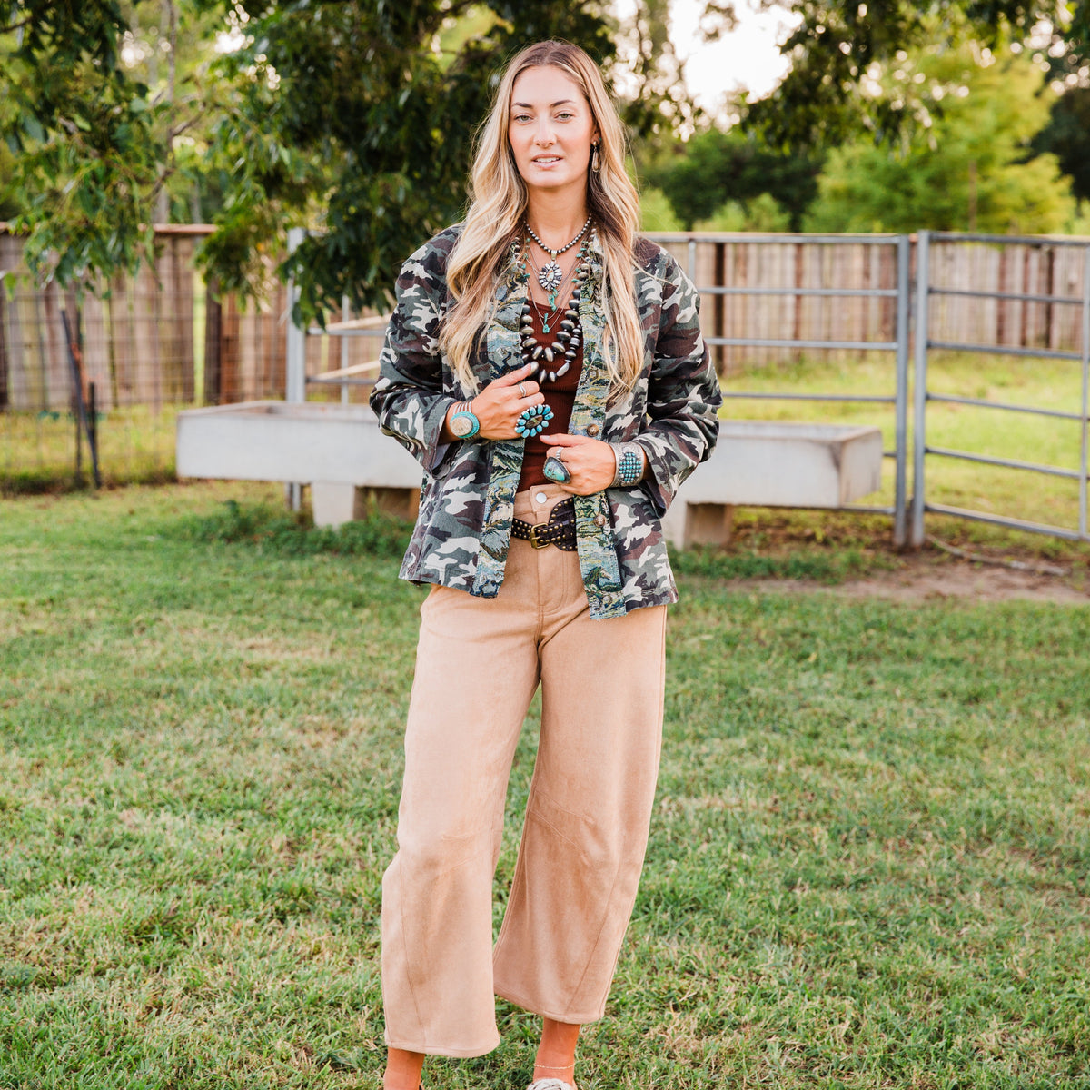 The Jemma | Camouflage Western Print Tapestry Jacket
