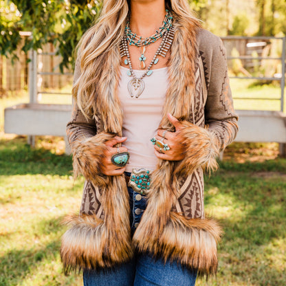 The Derinda | Aztec Fur Cardigan by Tasha Polizzi