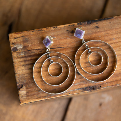 The Jemma's | Purple Spiny Stamped Hoops by Leroy James