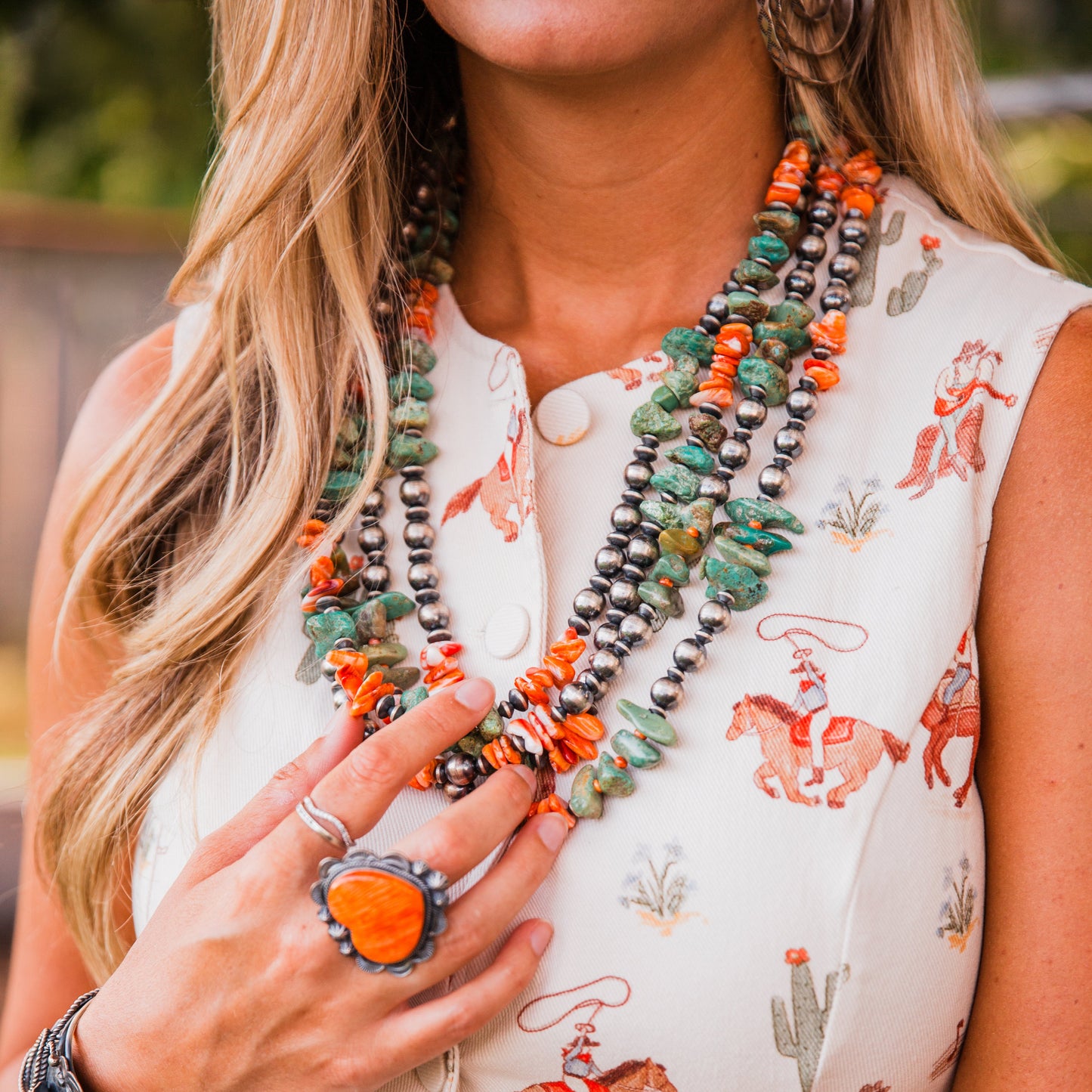 The Lamesa | Orange Spiny and Turquoise Pearls by Chimney Butte