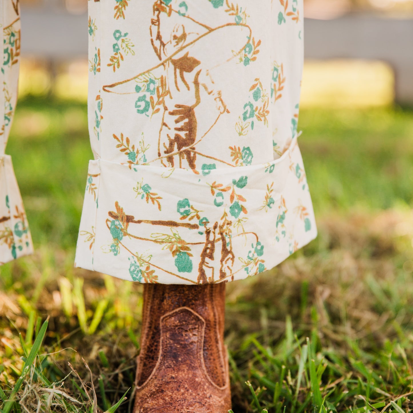 The Auggie’s | Western Print Wide Leg Cuffed Pants