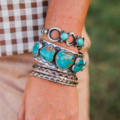 The Sabine | Kingman Turquoise Heart Cuff by Leroy James