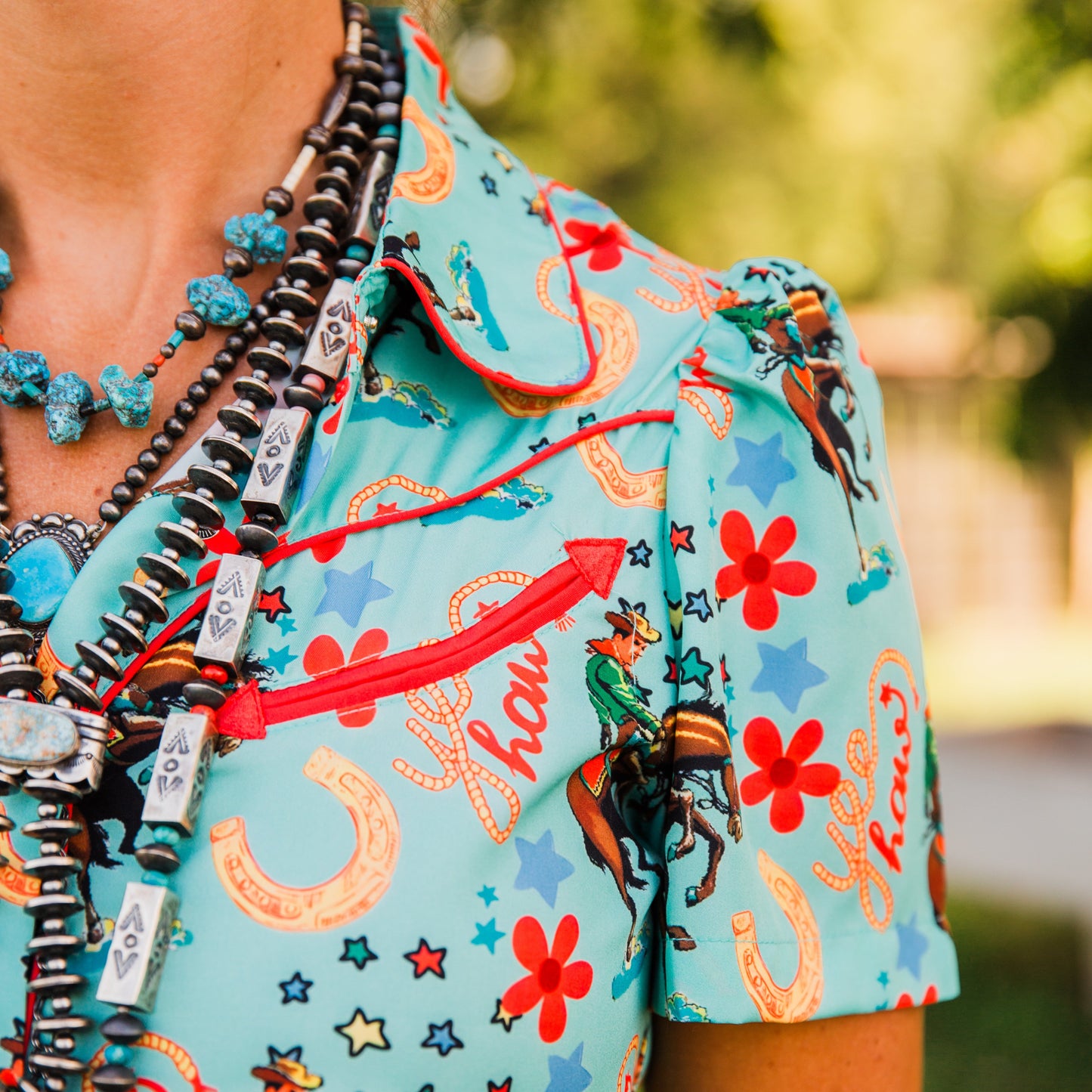 The Tino | Pearl Snap Western Print Top