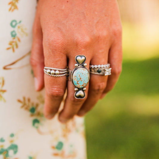 The Lacey | Royston Turquoise Heart Ring by Betty Tom - Size 8.5