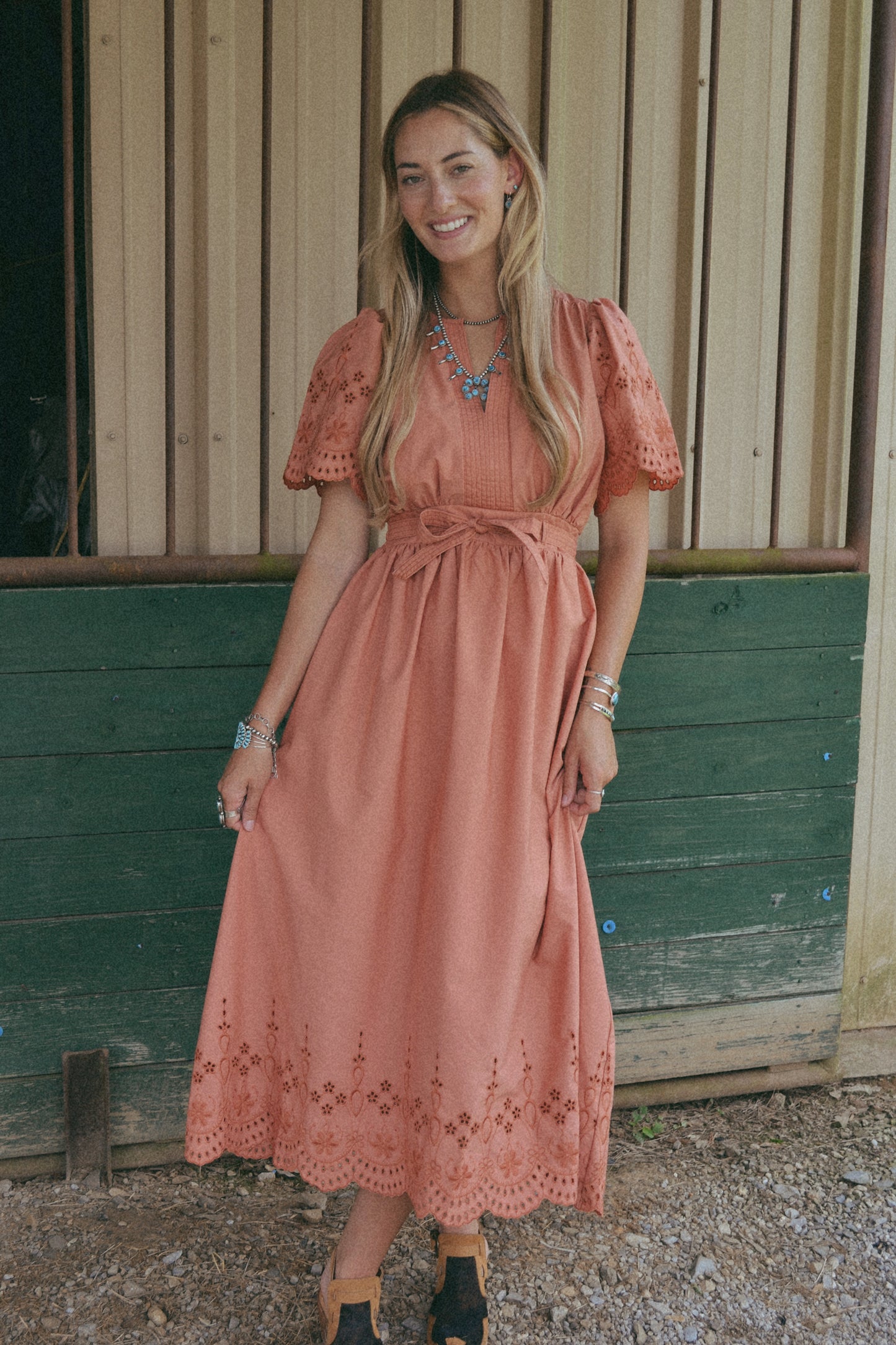 Eyelet lace midi dress 