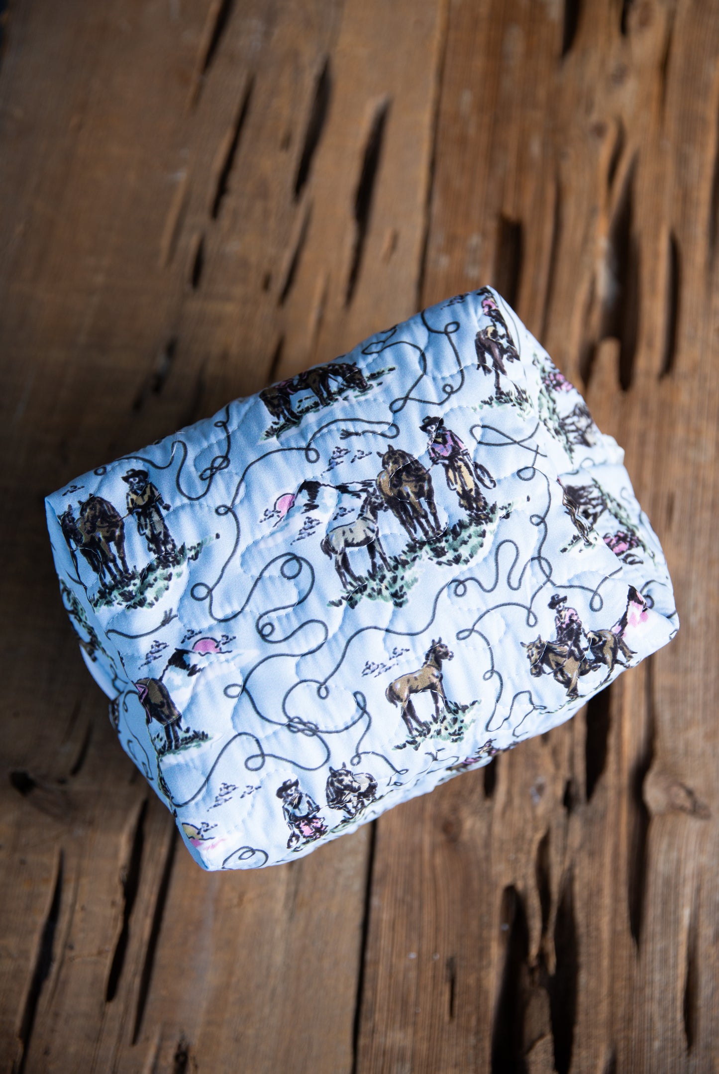 The Jacinda | Western Print Quilted Large Make-Up Bag