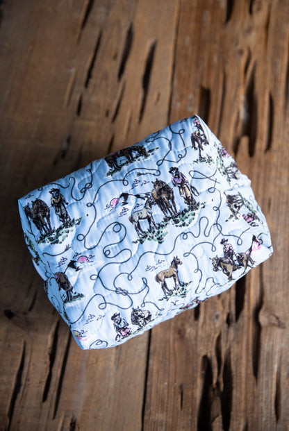 The Jacinda | Western Print Quilted Large Make-Up Bag