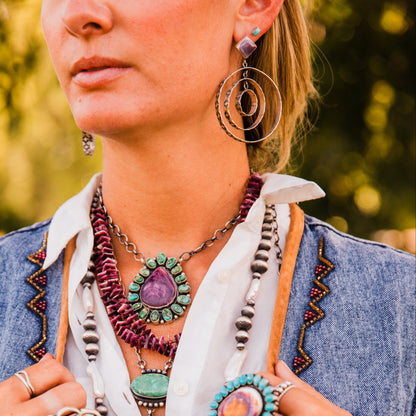 The Jemma's | Purple Spiny Stamped Hoops by Leroy James