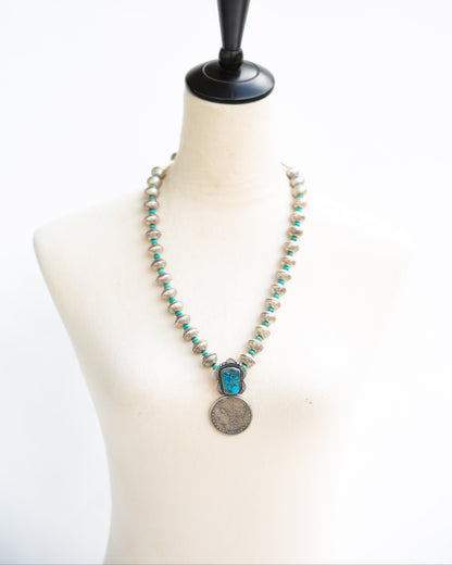 The Hawley | Mercury Dime & Kingman Turquoise Necklace by James McCabe