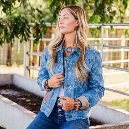 The Rose Garden Rodeo | Denim Paisley Embroidered Jacket by Rodeo Quincy