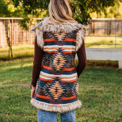 The Senioa | Aztec Fur Vest by Tasha Polizzi