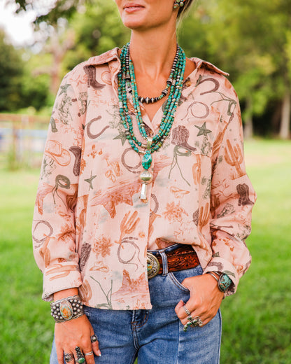 The Aquilla | Western Print Long Sleeve Top