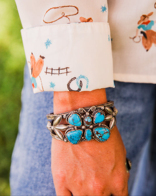 The Marilla | Kingman Turquoise Butterfly Cuff by Tillie John