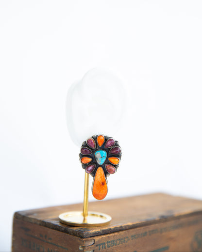 The Estrella's | Bluebird Turquoise & Spiny Oyster Cluster Earrings