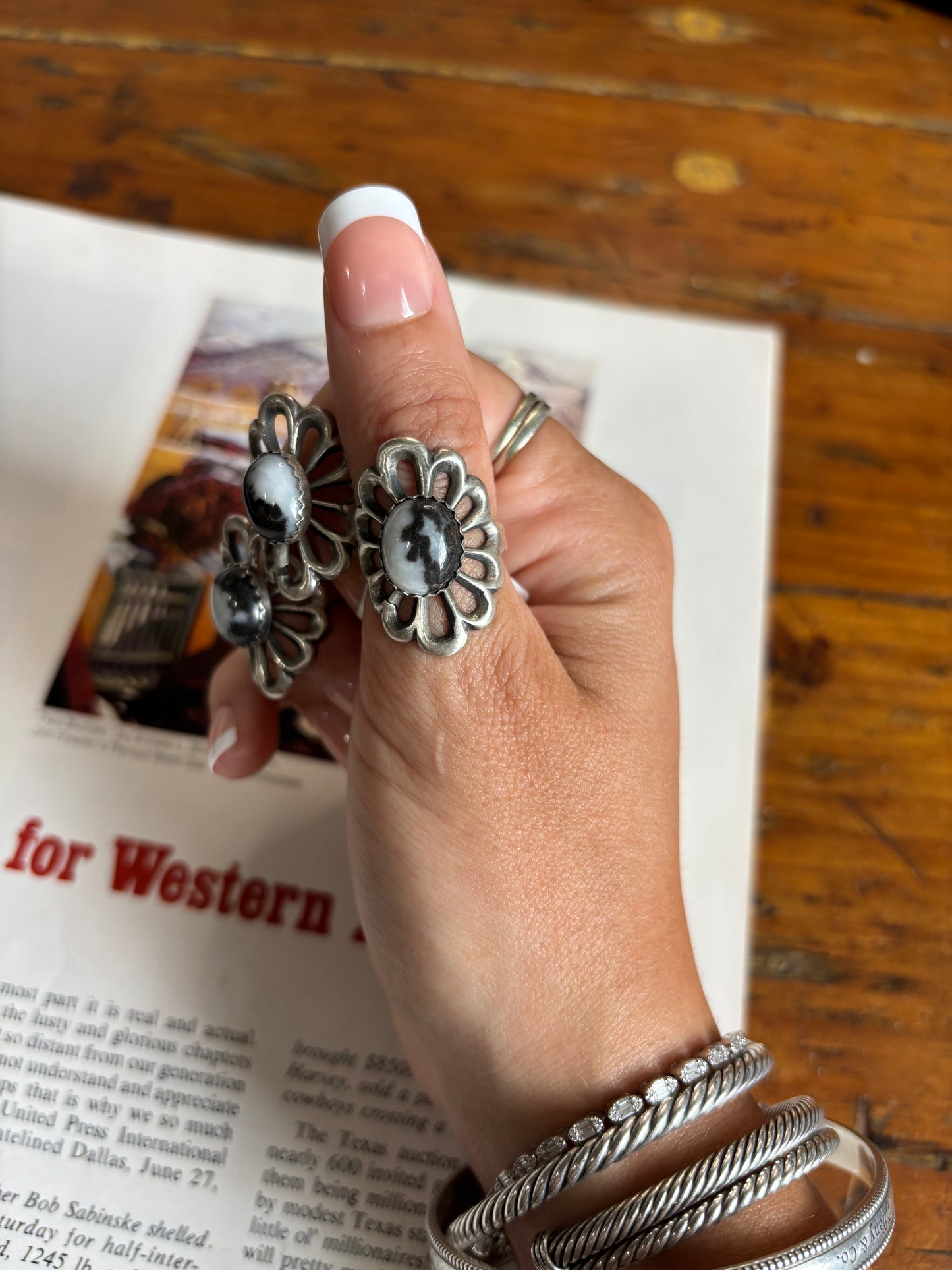 The Moxie | White Buffalo Flower Ring by Harold Tahe