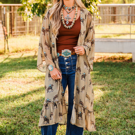 The Winona | Western Print Kimono by Tasha Polizzi