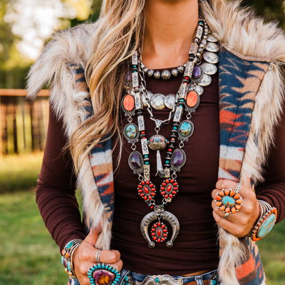 The Senioa | Aztec Fur Vest by Tasha Polizzi