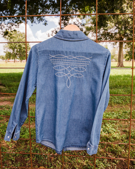 The Bota | Embroidered Pearl Snap Long Sleeve