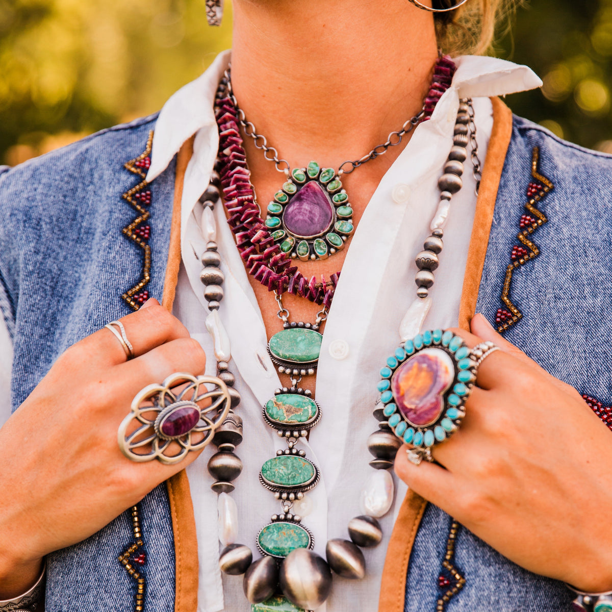 The Logan | Purple Spiny & Sonoran Turquoise Necklace by Sheila
